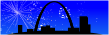 Screenshot of Silouette of The Arch in Saint Louis, Missouri with Fireworks display