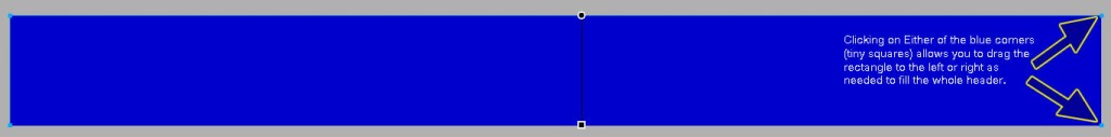 Blue header box with arrows pointing at end of header box.