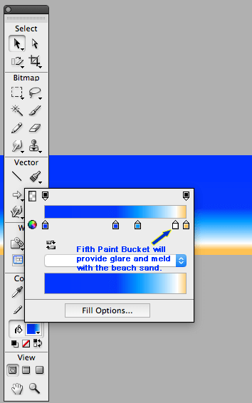 Figure 10.5: A Screenshot of Arrow pointing to Fifth paint buket added to the linear gradient. 