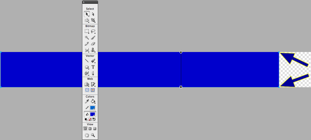 Screenshot of a partially finished header fill using the rectangle tool.