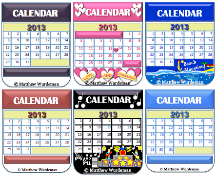 Screenshot of Assorted 2013 Calendar Icons